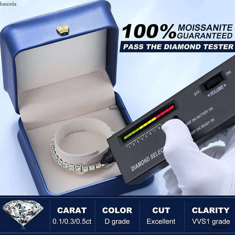 moissanite tennis women gold sier plated designer bracelet 3/4/5mm wide chain bracelets rapper hip hop men jewelry woman valentines day gift