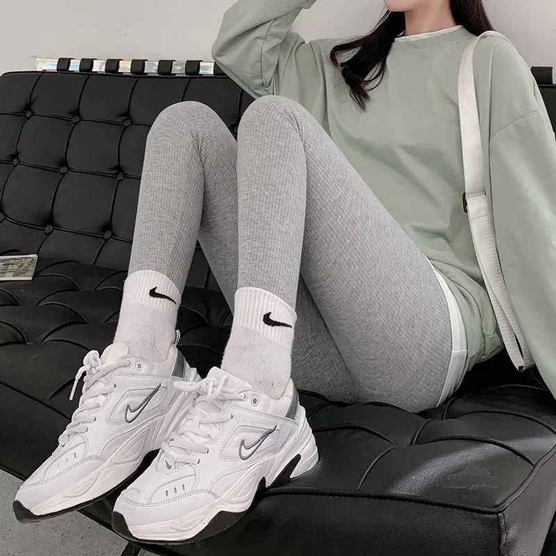 High Waist Warm Pants Winter Skinny Pants High Waist Solid Vertical Striped Sports Fitness Seamless Trousers Elasticity LeggingsT251023