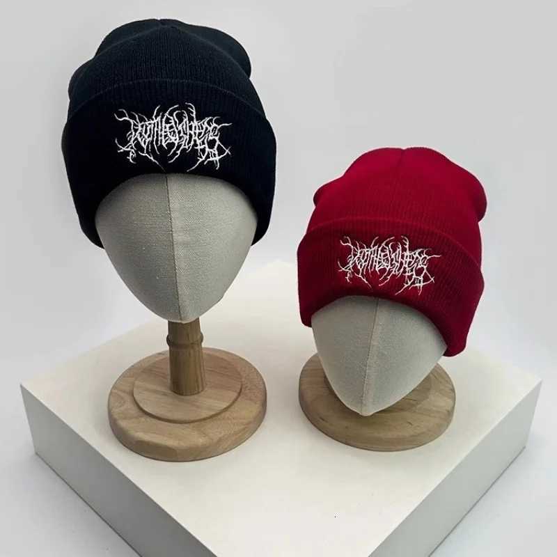 Warm Women Men Winter Beanies Hats Gothic Street Punk Knitted Bonnet Caps 100 acrylic Fashion Keep Warm Skullies Beanies HatsXJ251023