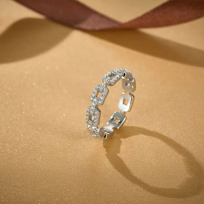 Fine Jewelry 925 Sterling Silver Eternity Cuban Ring GRA Certified VVS Moissanite Iced Out HipHop Style for Men Women Wedding