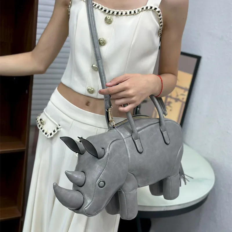 Creative Rhinoshaped Bag Fashion Animal Handbags Highquality Shoulder Crossbody Bags Solid Color Largecapacity Women Bags 251021