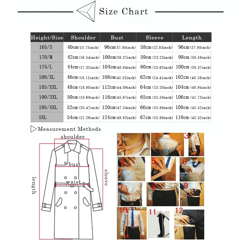 Mens MediumLong Khaki Trench Coat Single Breasted Slim Fit Monochrome 3XL Spring Autumn Wear 251014