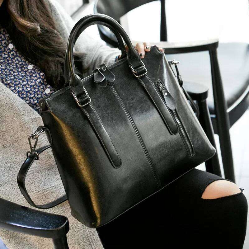Genuine leather women's shoulder crossbody bags fashion designer ladies oil wax cowhide handheld bag female handbag