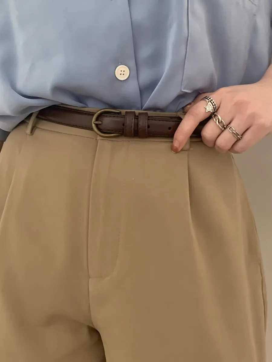 Small Leather Belt Ladies Jeans Belt Ladies 2024 New Belt Thin Retro Decorative BrownXJ251023