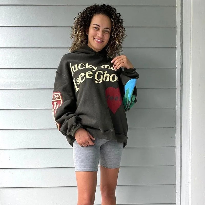 Men's Hoodies Haruku Graffiti Lucky Me I See Ghosts Letter Designer Hoodie Jacket Tracksuit Men Polo Veste Coat Winter Sweatshirts Men And Women 