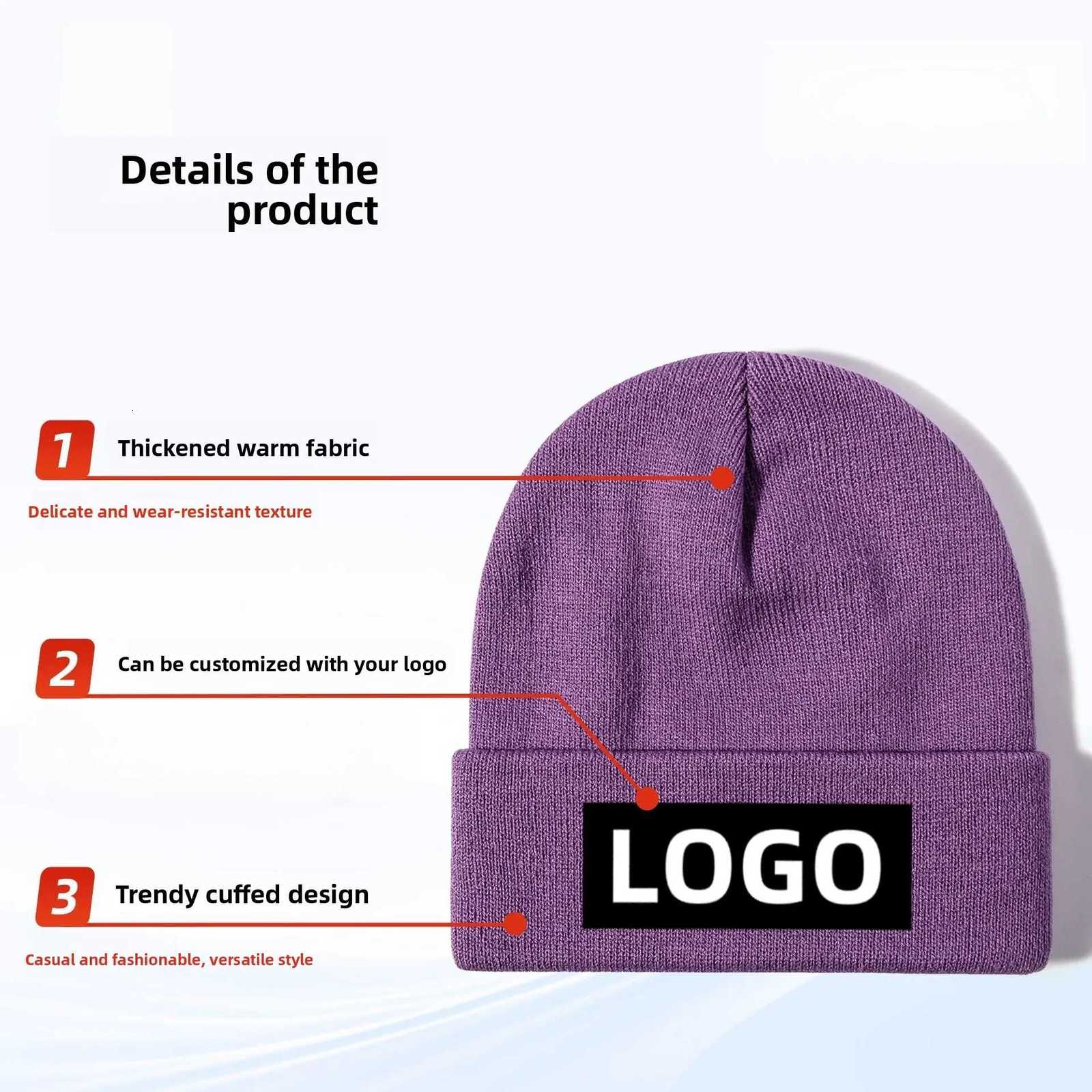 New Cust Knitted Hat Winter Mens Wens Wool Hat Suitab Daily Outdoor Warmth Personali broidered Elastic HatW251023
