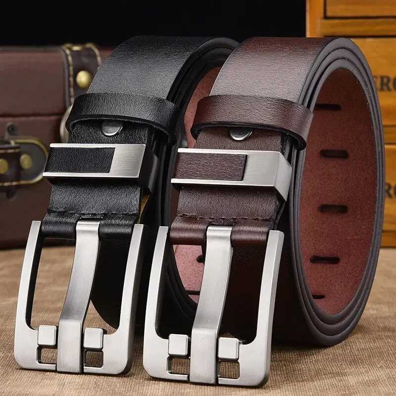 Genuine Leather For Mens High Quality Buckle Jeans Cowskin Casual Belts Business Cowboy Waistband Male Fashion Designer 2024NewXJ251023