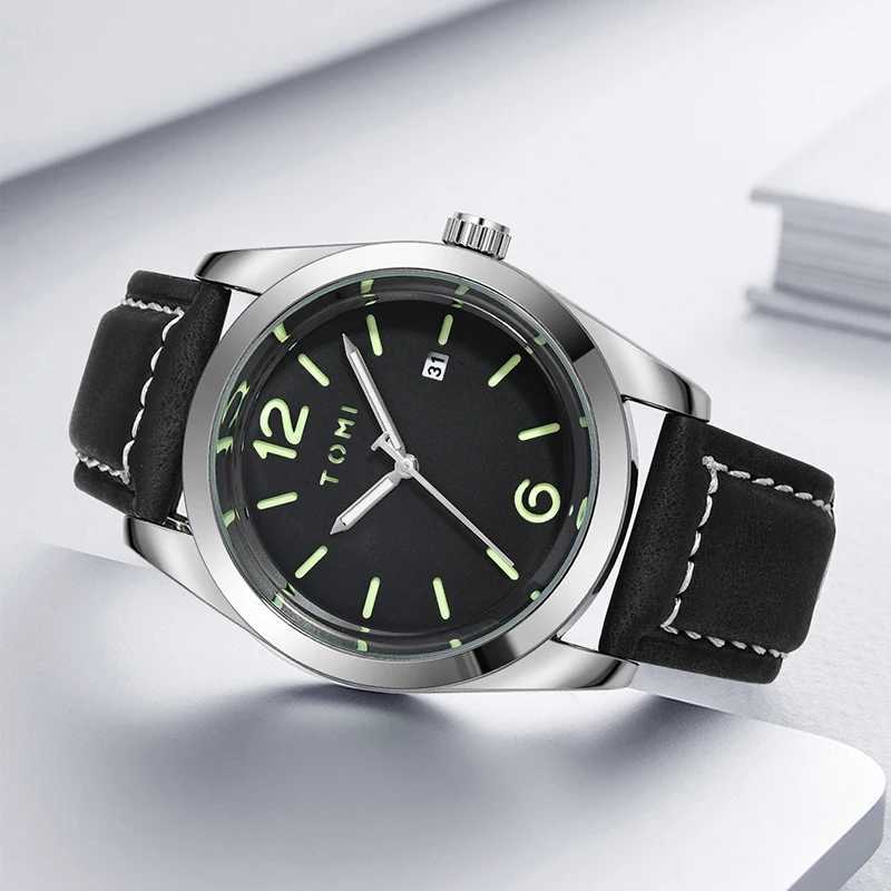 TOMI Luxury Mens Leather Strap Watch Round dial Quartz Watch Casual minimalist Watch Mens Clock GiftL251023