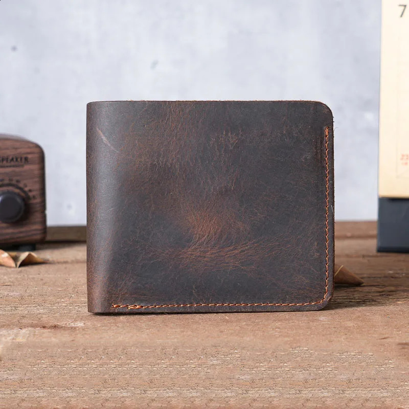 Genuine Leather Mens Wallet with Coin Pocket Minimalist Bi Fold Pure Leather Wallet for Men251023