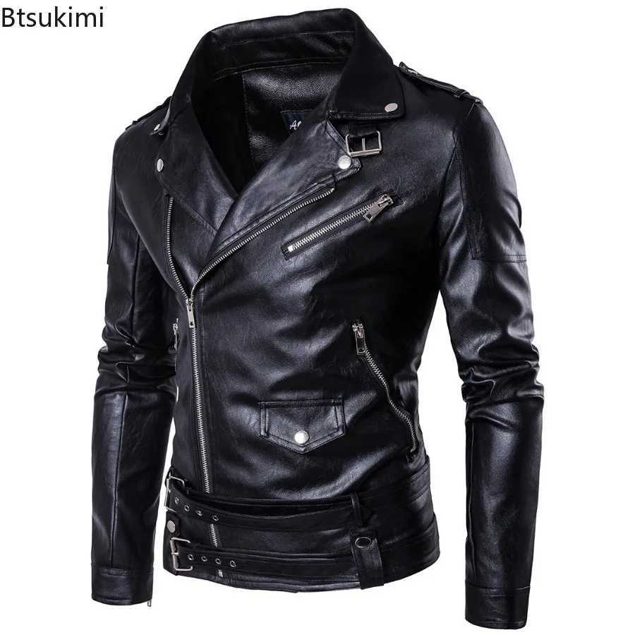 Handsome Motorcycle Leather Jackets for Men British Style Fashion Faux Leather Zipper Coat Casual Streetwear Men Punk PU Jackets W251023
