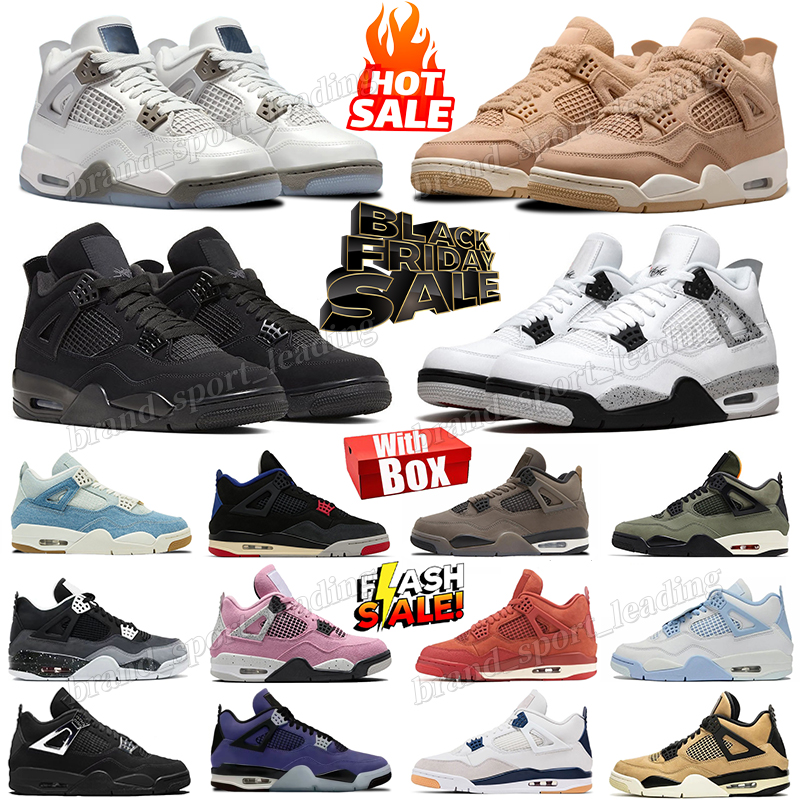 4s With box 2025 Basketball Shoes For Men Women 4 Sneaker Cozy Blue Chill Girl Pizza Black Cat Cave Stone White Thunder UNC Military Black Mens Trainers Sports