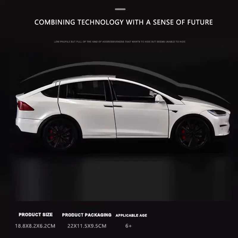 New 124 Simulation Tesla X Alloy Car Model Sound And Light Pull Back Toy Car Metal Electric Car Boy Collection Decoration GiftT251023