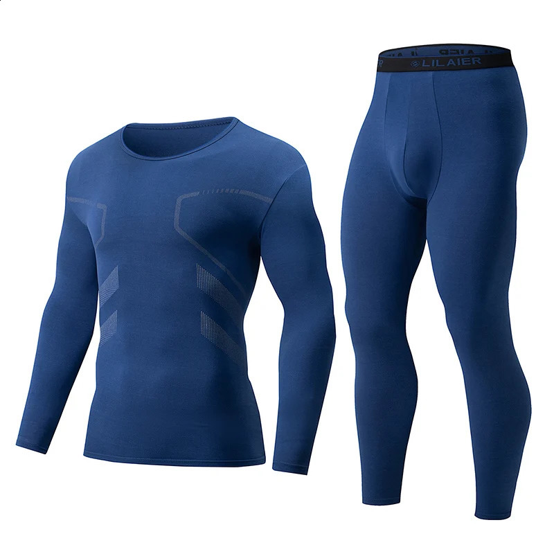 2piece Autumn And Winter Mens Casual Sports Fashionable Warm Base Shirt Comfortable Slimming Fitness Running Round Neck Set 251023