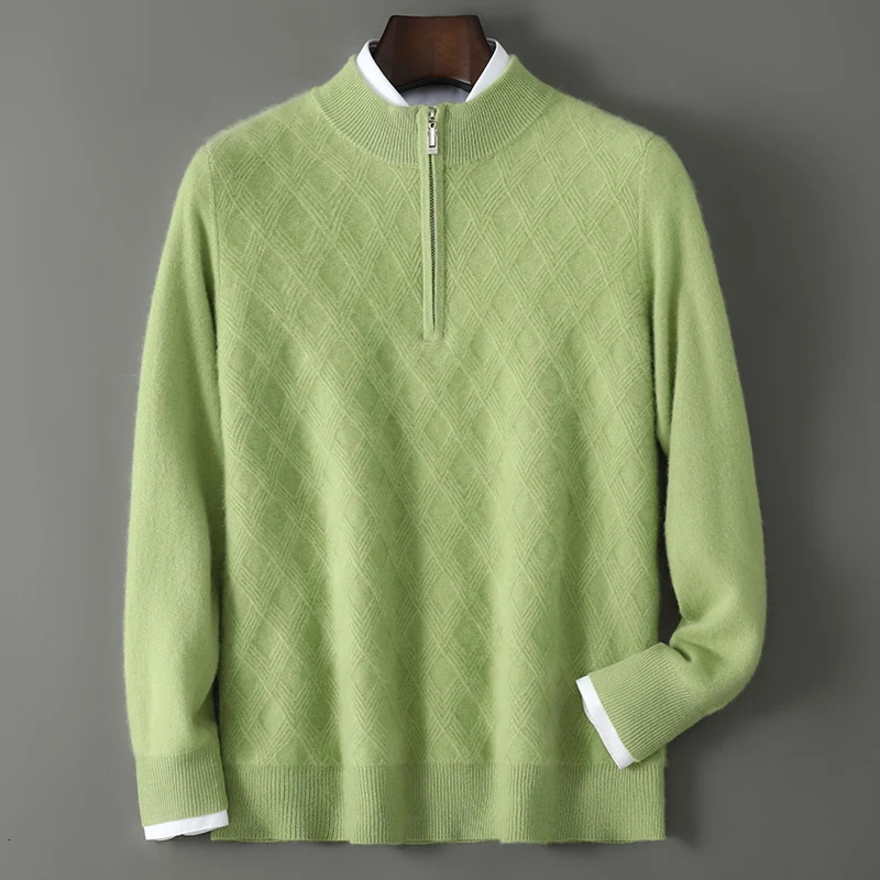 100Pure Wool Sweater Mens Half High Neck Long Sleeves Pullover AutumnWinter Korean Fashion Knit Business Casual Menswear 251016