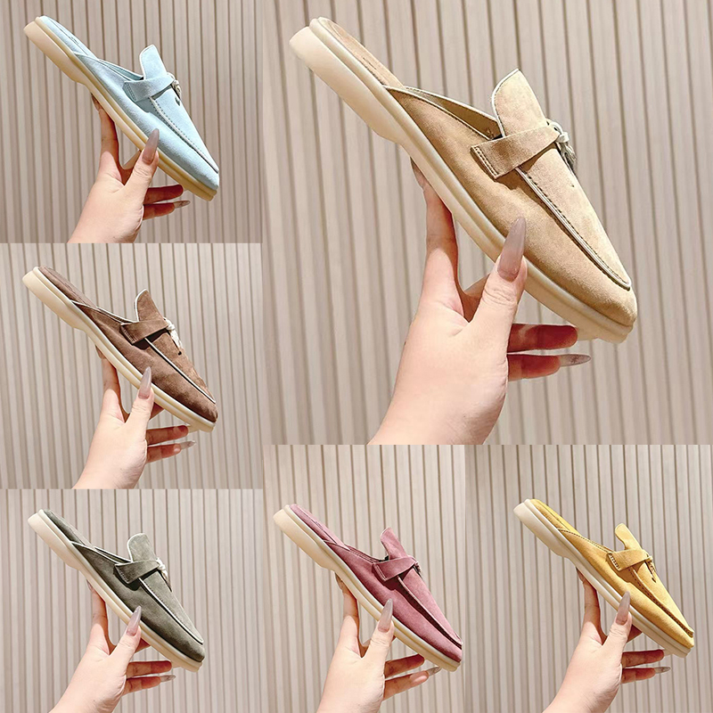 2026 summer walk Loafers Soft-soled Men Women Flat Genuine Sheep Leather Tassel Metal Buckle Novelty Slipper Macaroon Mules Shoes Luxury Leather Soft Pantoufles