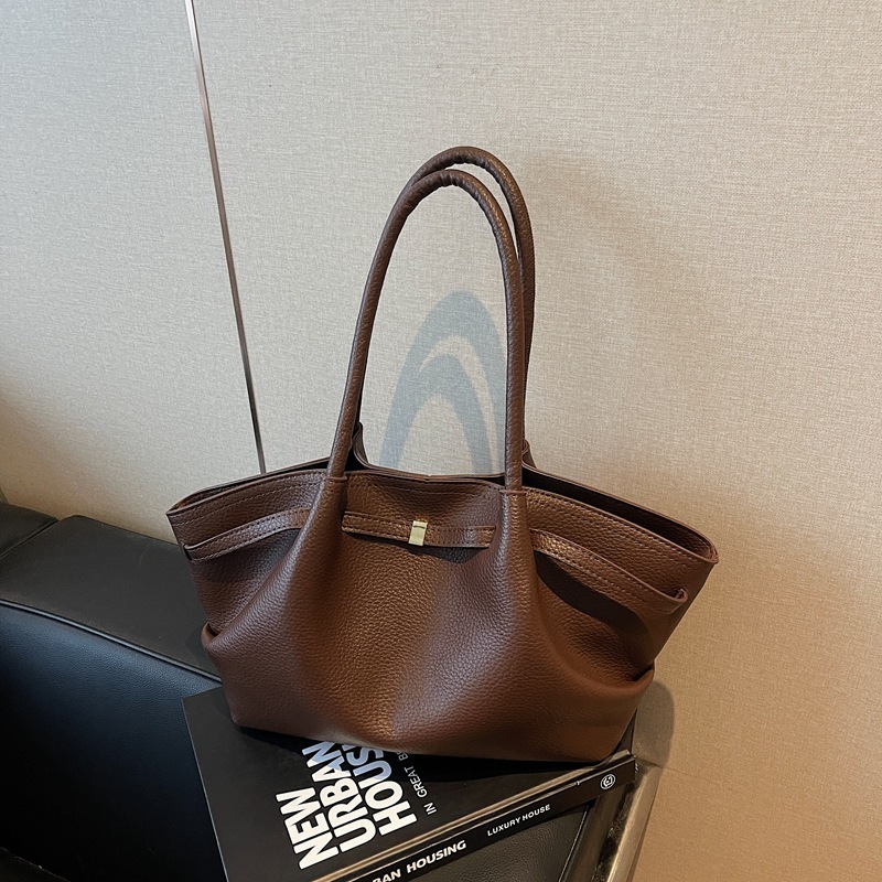 Luxury Brand Designer Bag Light Luxury Lychee Pattern Handheld Tote Bag For Women 2025 Summer Large Capacity Niche Pleated Shoulder Underarm Bag