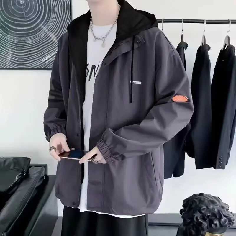 Fake two jacket mens trendy brand Hong Kong style versatile spring and autumn jacket with niche design sense W251023