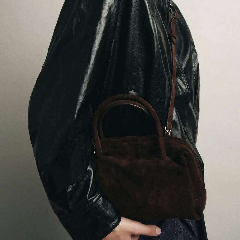 Women's SUEDE BOWLING Bag, New Fashion Handbag Purse For Women, Designer Croosbody Boston Bag For Ladies Small Totes