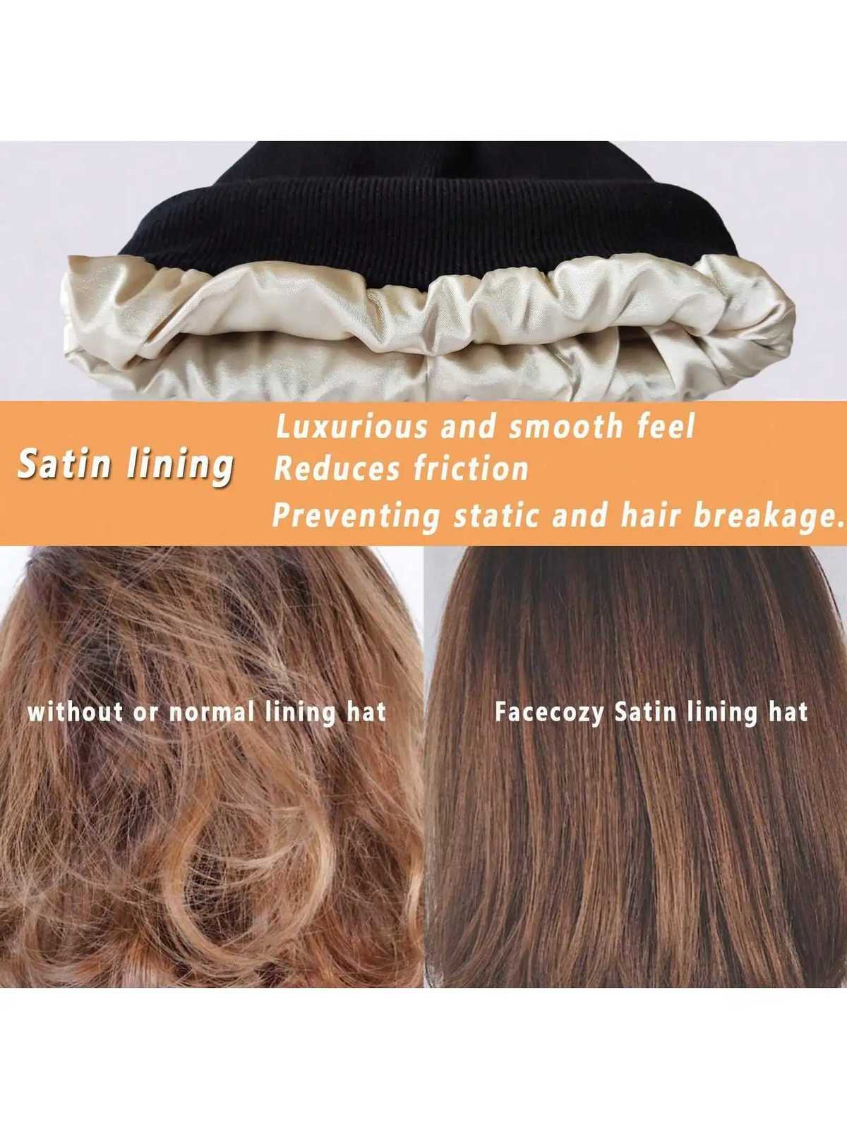 2Pcs Unisex Satin Li Beanies Hat for WenMen Winter 2Layer Ear Protect Warm Hiking Cycling Ski Slouchy Cuffed clavaW251023