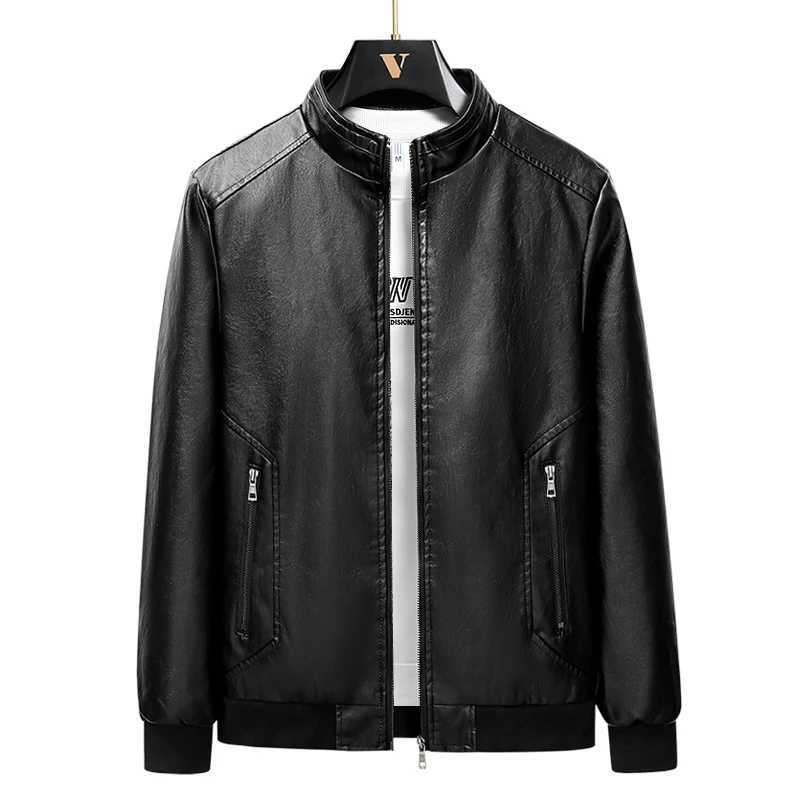 Mens Business Casual Leather Jacket Stand Collar Simple Mens Jacket Versatile Korean Style Jacket Trendy Highquality Jacket W251023