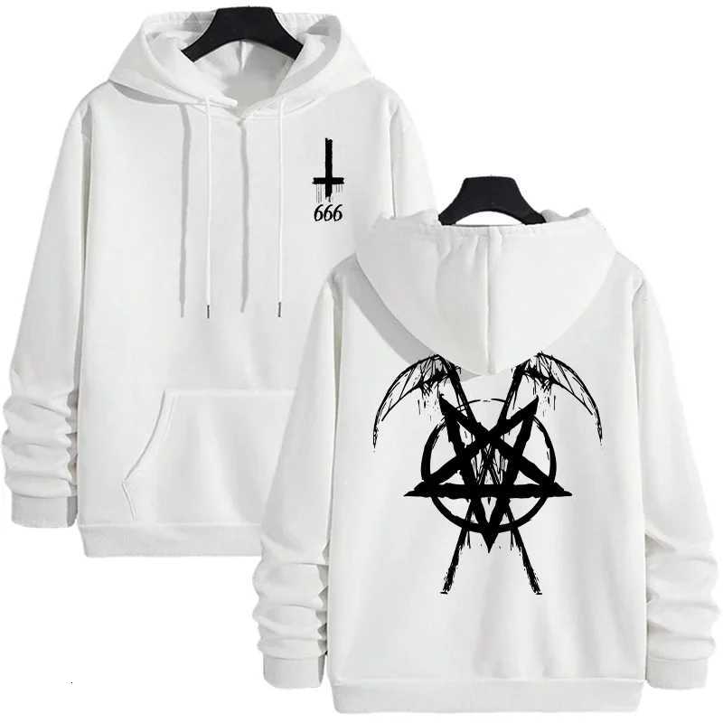2025 Trendy Mens Hooded Sweatshirts Satan Pentagram Print Autumn Winter Casual Sportswear Urban Fashion Hoodies Male Top OutwearT251023