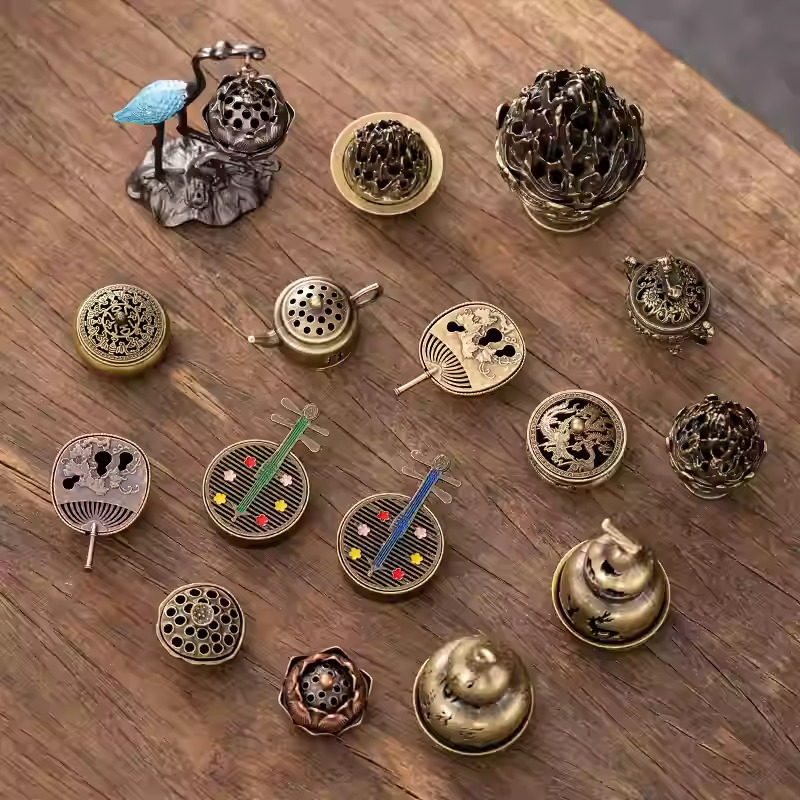 New Chinese style copper alloy bamboo made Xiao Xiangyun aroma diffuser, goose pear tent, fragrant sandalwood