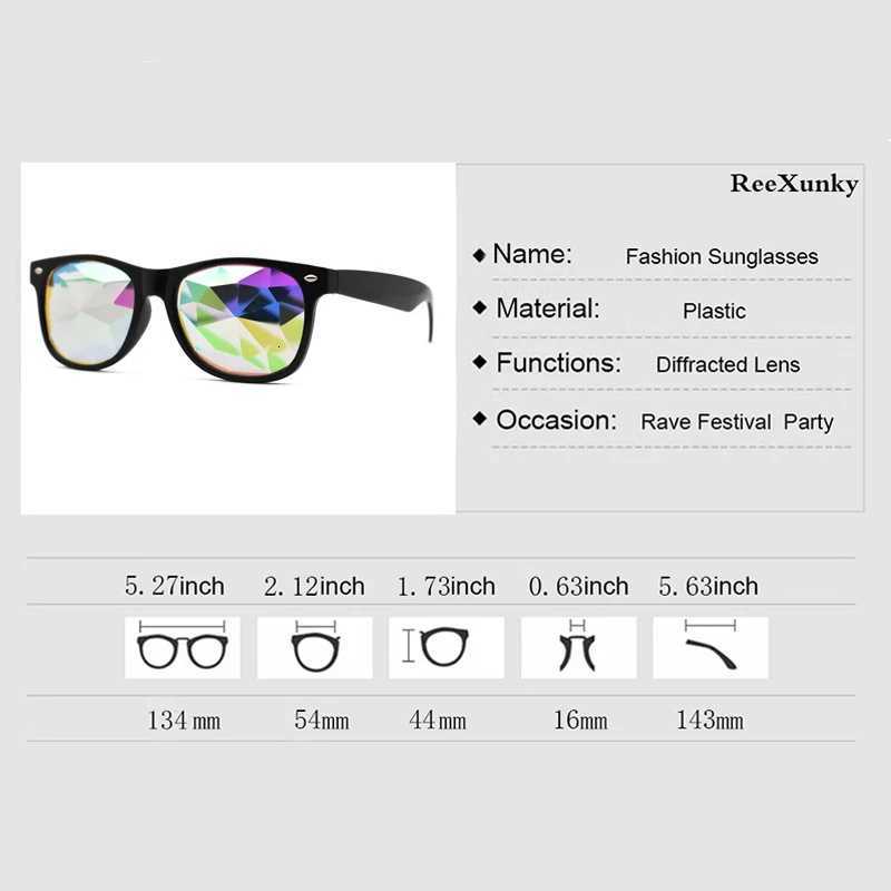 Classic Square Party Sunglasses Women Men Fashion EDM Light Diffraction Futuristic Rave Festival Sun Glasses Psychedelic PrismW251023