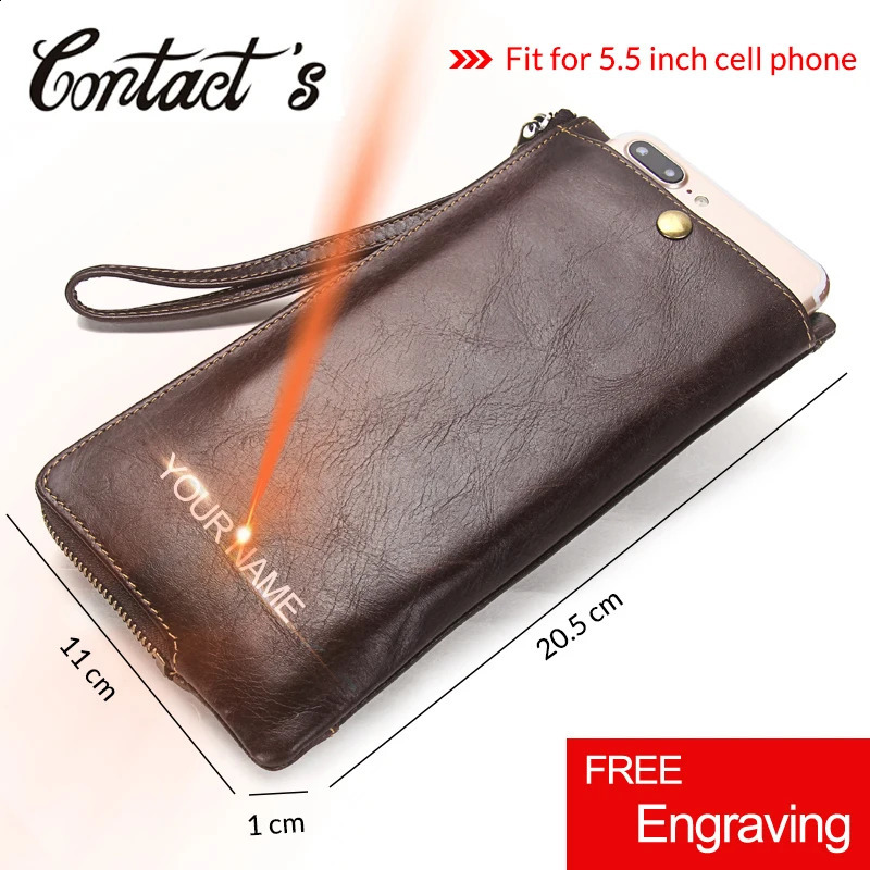 Men Wallet Clutch Genuine Leather Rfid Wallet Male Organizer Cell Phone Clutch Bag Long Coin Purse Free Engrave251023