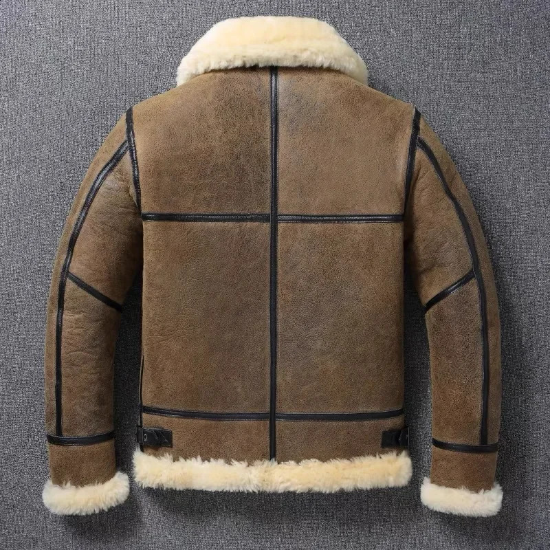 Original Ecological Sheepskin Fur AllInOne Winter B3 Genuine Leather Jacket Mens Thickened Warm Large Size 251023