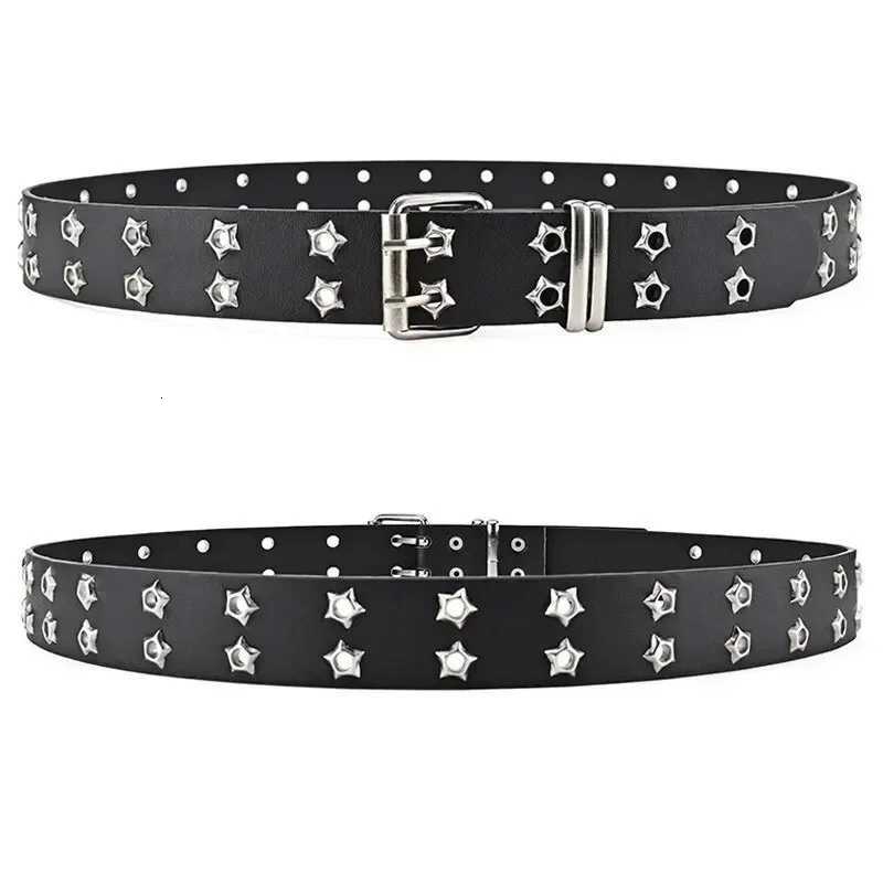 New Star Eye Rivet Belt Goth Style Double Pin Buckle Manwoman Fashion Casual Punk Style Pu Leather Waistband for Jeans Y2K BeltXJ251023