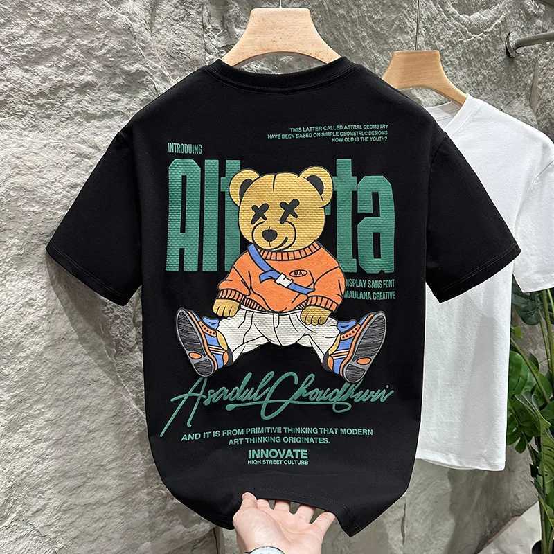 Shortsleeved mens tide loose printing white bear thin Tshirt shirt summer comfortable breathable fiveminute sleeve sweatshirXJ251023