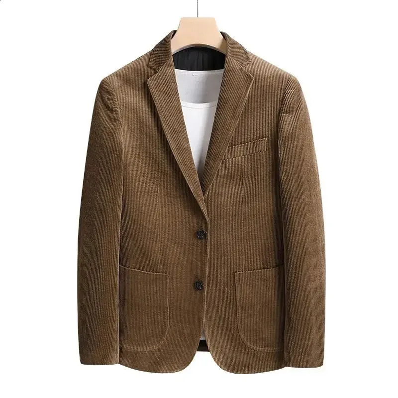 Fashion AutumnWinter Thickened Corduroy Suit for Young Men Korean Version Slim Retro Casual Warm Jacket Mens Clothing 251023