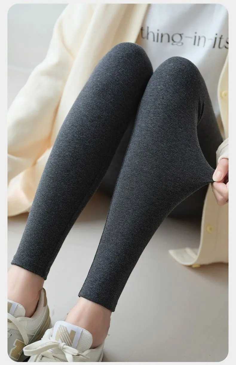 Pure Cotton Leggings Women Autumn Large Size High Waist Tight Ninepoint Thickened Small Feet Make Them Look Slim Warm PantsT251023