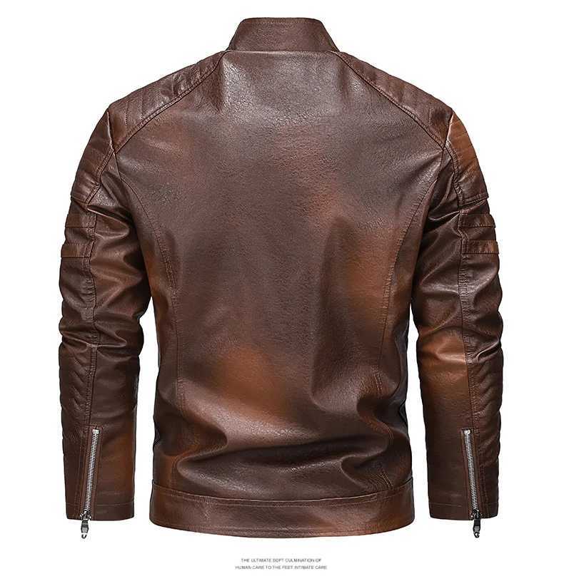 2025 Leather Jacket Mens Winter Fleece Motorcycle Faux Leather Jacket Removable Fur Collar Windbreaker Ropa De Hombre Slim Coat W251023