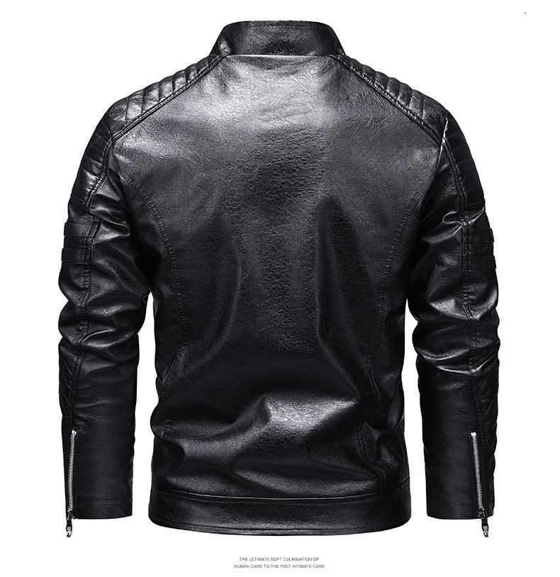 2025 Leather Jacket Mens Winter Fleece Motorcycle Faux Leather Jacket Removable Fur Collar Windbreaker Ropa De Hombre Slim Coat W251023