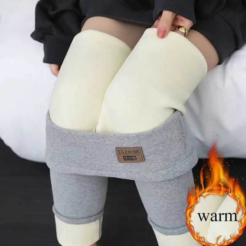 Fall Winter Warm Slim Pencil Leggings Women Casual Elastic High Waist Velvet Lined Pants Classic Solid Thicken Snow Wear CalcaT251023