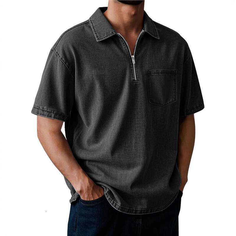 2025 Men's Pure Cotton Casual Versatile Short Sleeve Button Turn-Down Collar Polo Shirt