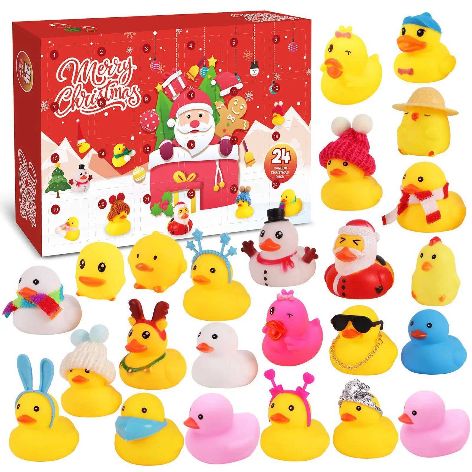 2025 Christmas Countdown Ducks 24PCS Advent Calendar for Decoration Rubber Ducks Bath Toys Toys for Toddler Christmas Party J251023