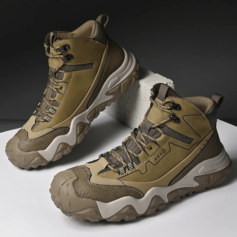 Retro Outdoor Motorcycle Boots Male Comfortable Leather Ankle Boots for Men Trend Biker High Top Shoes Leisure Walk Botas 251021