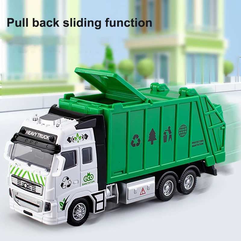 Alloy Engineering Vehicle Model Simulation Inertia Pullback Sanitation Vehicle Toy Classified Garbage Bin Childrens Toy GiftT251023
