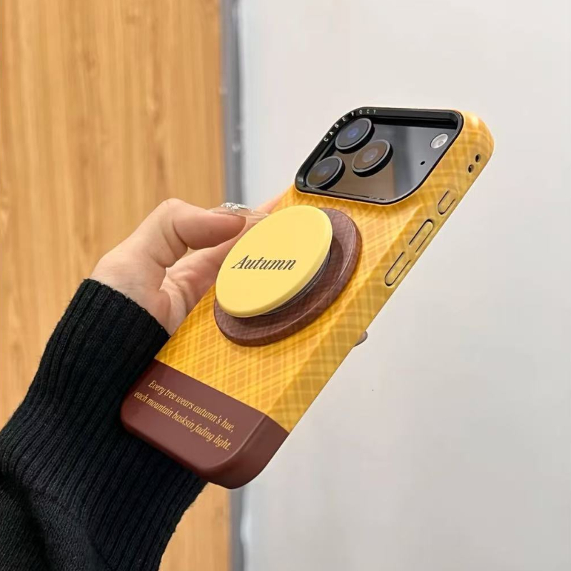Autumn and Winter Spliced Orange Base Magnetic Stand Compatible with iPhone 17 Pro Max iPhone16 Phone Case 15 Pro