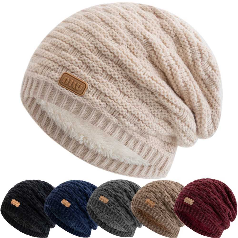 New Style Fashion Unisex NIU Letter Slouchy Winter Hats Fur Lined For Men Women Warm Beanie Cap Casual Decor Winter Knitted HatsXJ251023