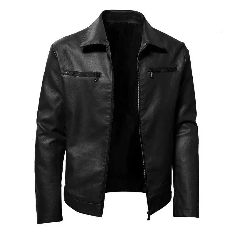 Mens Red Fashion Slim Motorcycle PU Leather Wearresistant Lapel Leather Jacket W251023