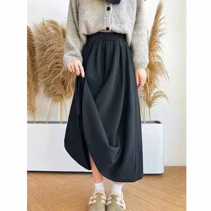 Smvp High Quality Knitted Long Skirt Women Autumn Winter Thick Warm ALine Female Solid Casual Wild Waist Skirts 251022