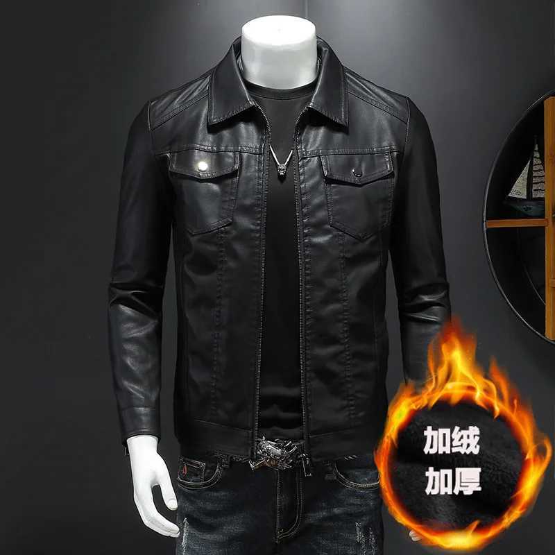 Men Slim Locomotive Leather Jackets Multiple Pockets Moto Biker Pu Leather Coats High Quality Male Spring Leather Jackets 5XL W251023