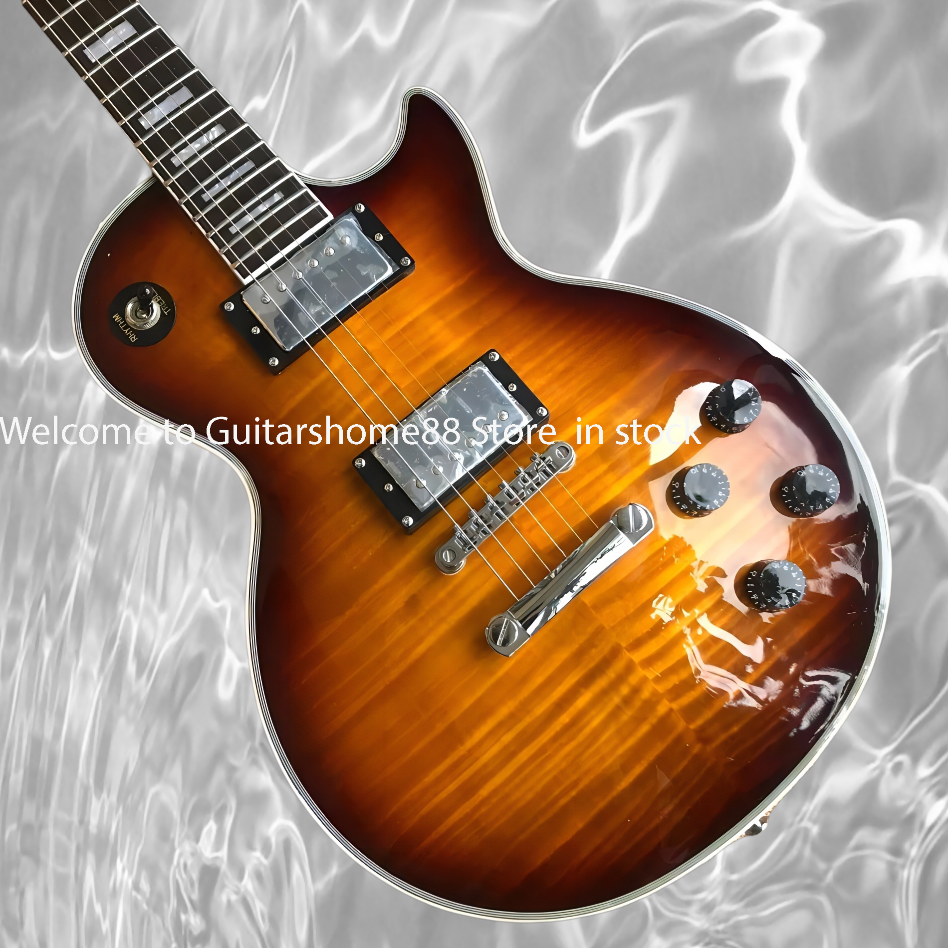 Custom Shop, Custom electric guitars, Silver Hardware Flame Maple 22Frets Guitar free shipping