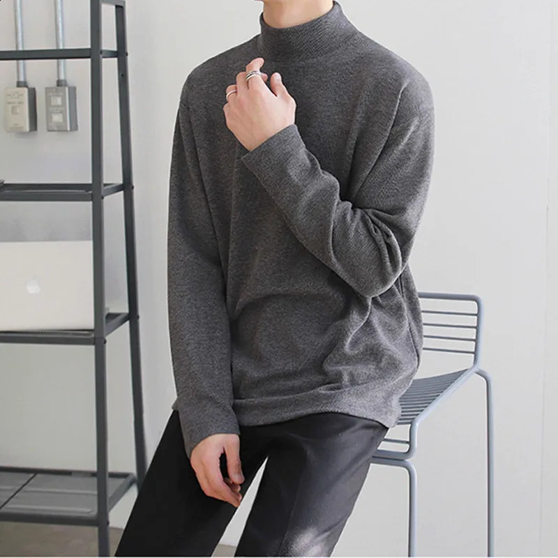 Yasuk Spring Autumn Winter Solid Casual Plush Turtleneck Mens Loose Bottom Double Faced Velvet Sweater Simple Warm BigSize 251016