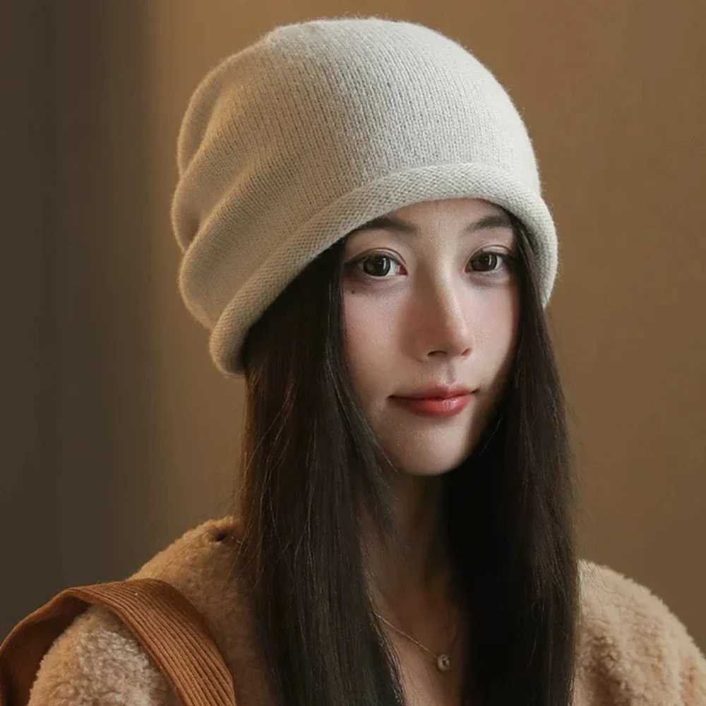 Fashion Drawstring Baggy Slouchy Beanie For Wen Autumn Winter Ear Warm Sklies Solid Color Bonnet Girl Kintted Woon HatW251023