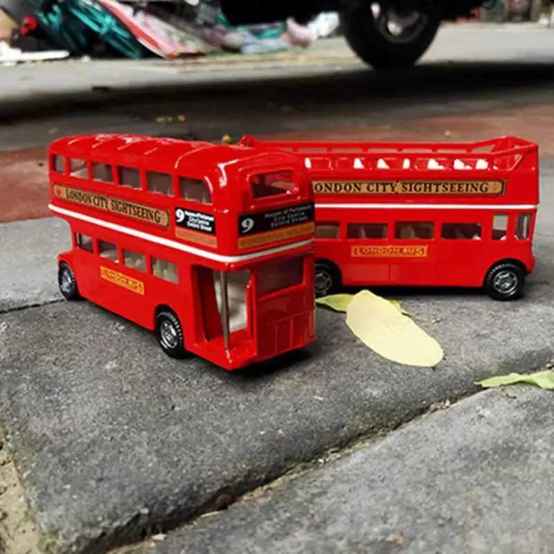 164 Vintage British Europe Double Decker Bus Diecast Alloy Car Model Metal Pull Back Simulation Car Toy Decor Antique Kids ToyT251023