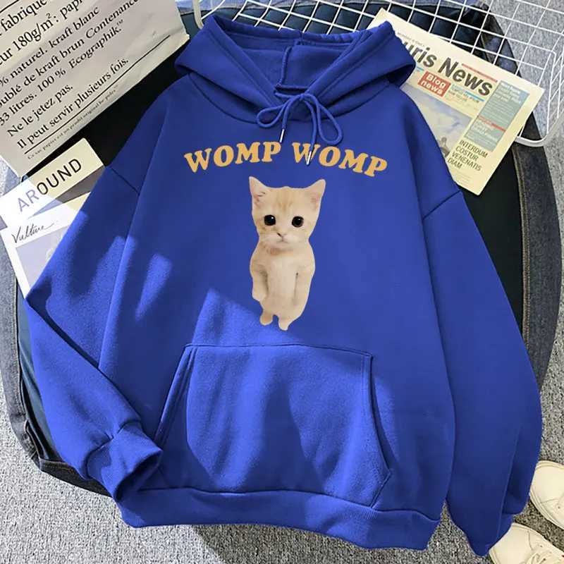 Funny Cat Womp Meme Print Hoodie Men Women Fashion Kawaii Hooded Sweatshirts Oversized Fleece Casual Pullovers StreetwearT251023